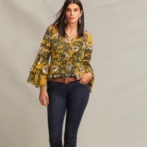 CAbi Spring ‘19 Spring Floral Ruffle Sleeve Blouse